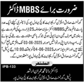 Government Sadiq Egerton College Jobs