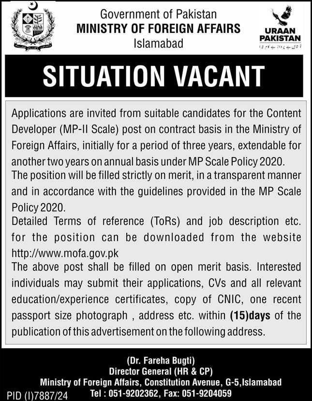 Ministry of Foreign Affairs MOFA Jobs