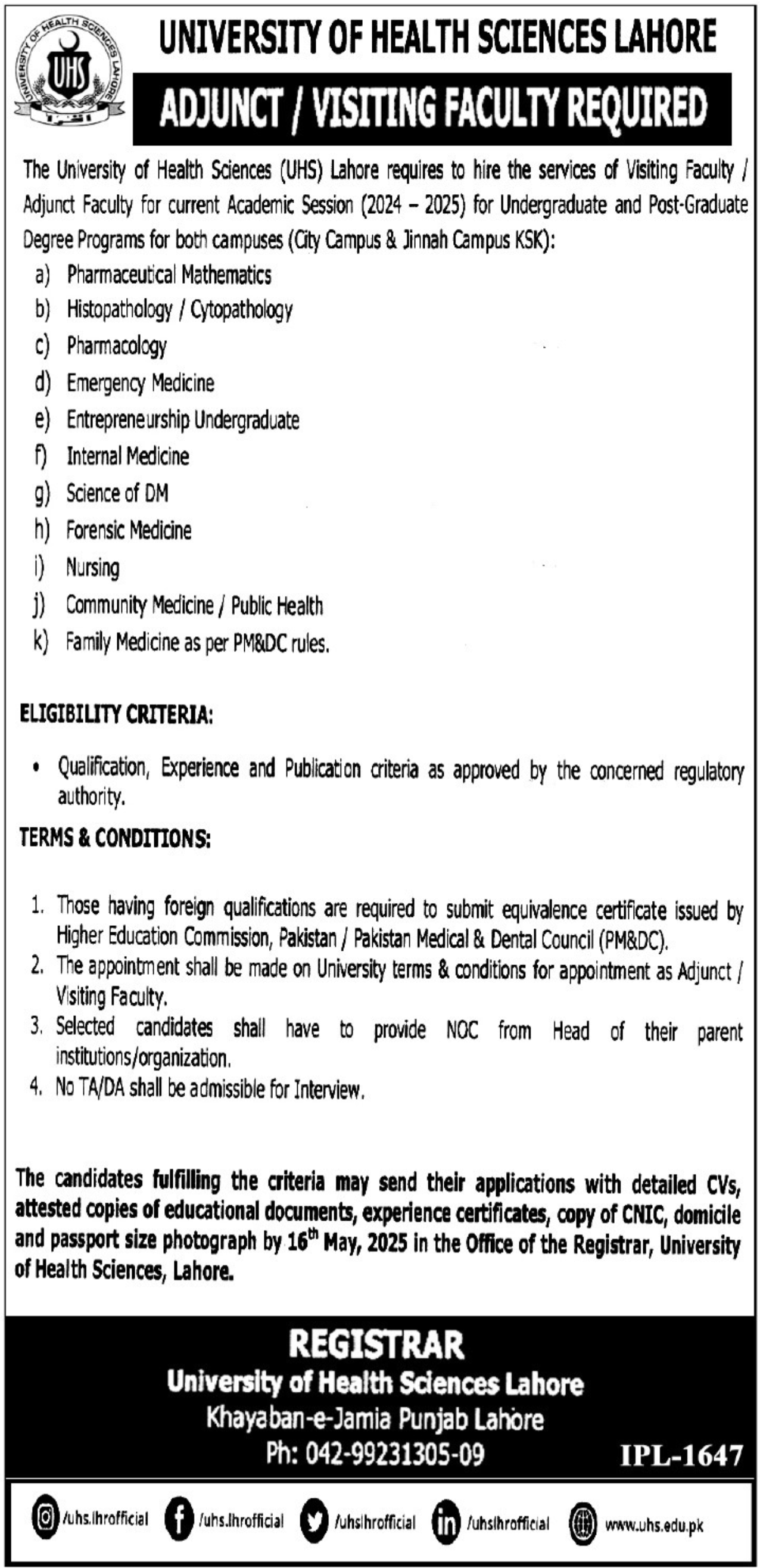 University of Health Sciences Jobs